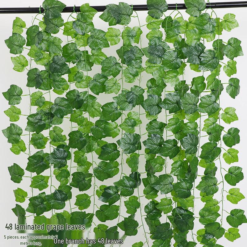 Artificial Rattan Green Pothos Leaf Vine: Decorative Plastic Plant for Ceiling or Home Décor