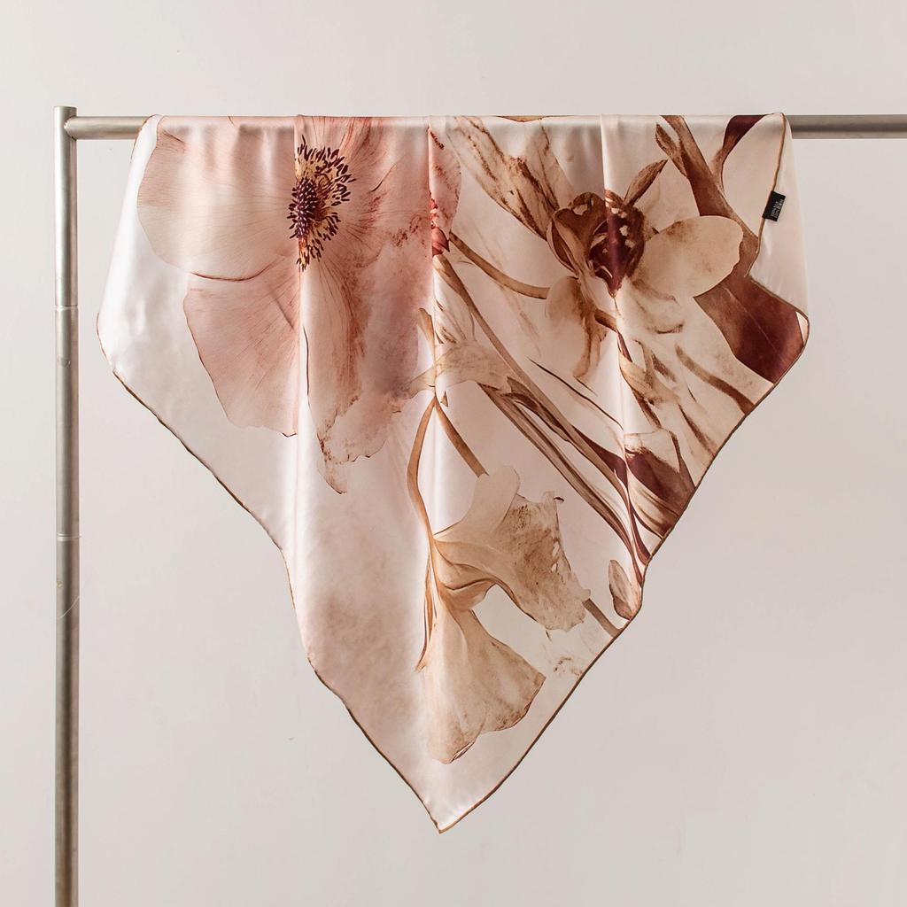 Korean Style Vibe 2026 Spring/Summer Mulberry Silk Scarf for Women - Versatile Print Neck Protector