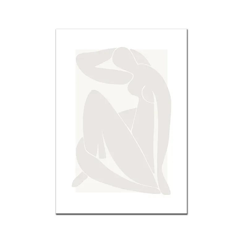 Henri Matisse Beige Poster Nude Girl Leaf Abstract Line Art Print Coral Canvas Painting Boho Wall Picture Living Room Home Decor