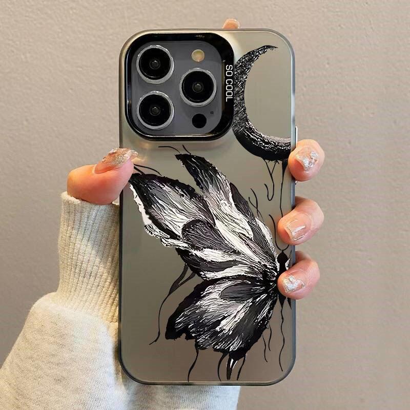 Art Oil Painting Vintage Butterfly Phone Case for IPhone 13 12 14 15 Pro Max 11 12 13 Mini 14Plus Retro Shockproof Cover Coque