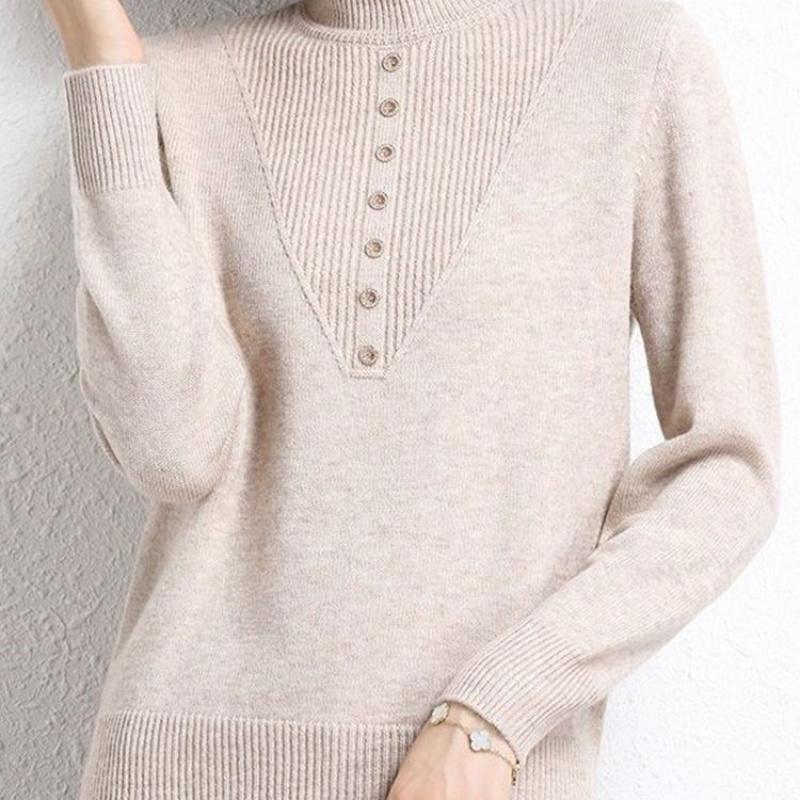 Autumn and winter women's new warm half-high collar base shirt, mother's wear, knitted thick sweater