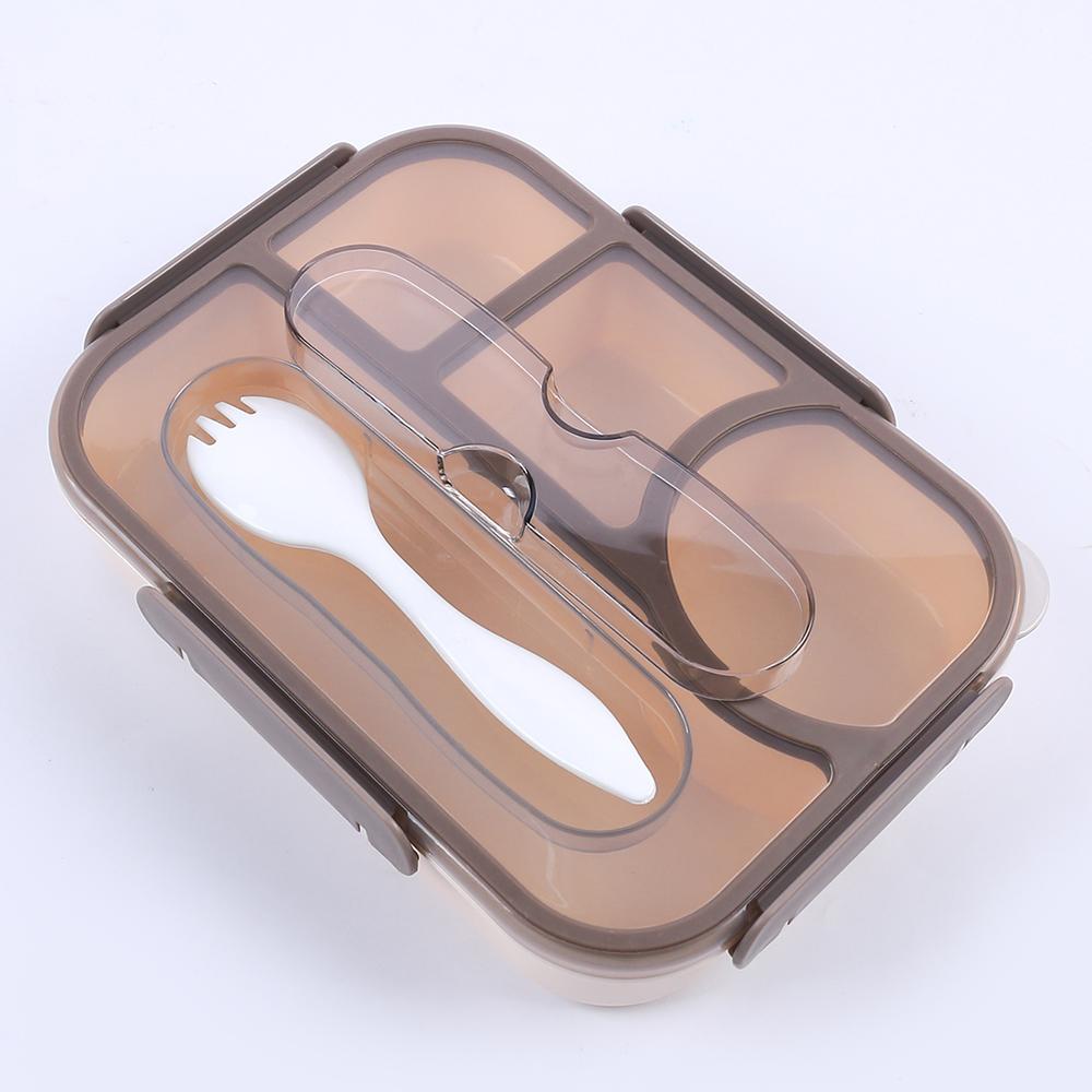 Lunch Box Bento Box 4 Compartment with Utensils Leakproof Portable Food Storage Snack Container for Work Home