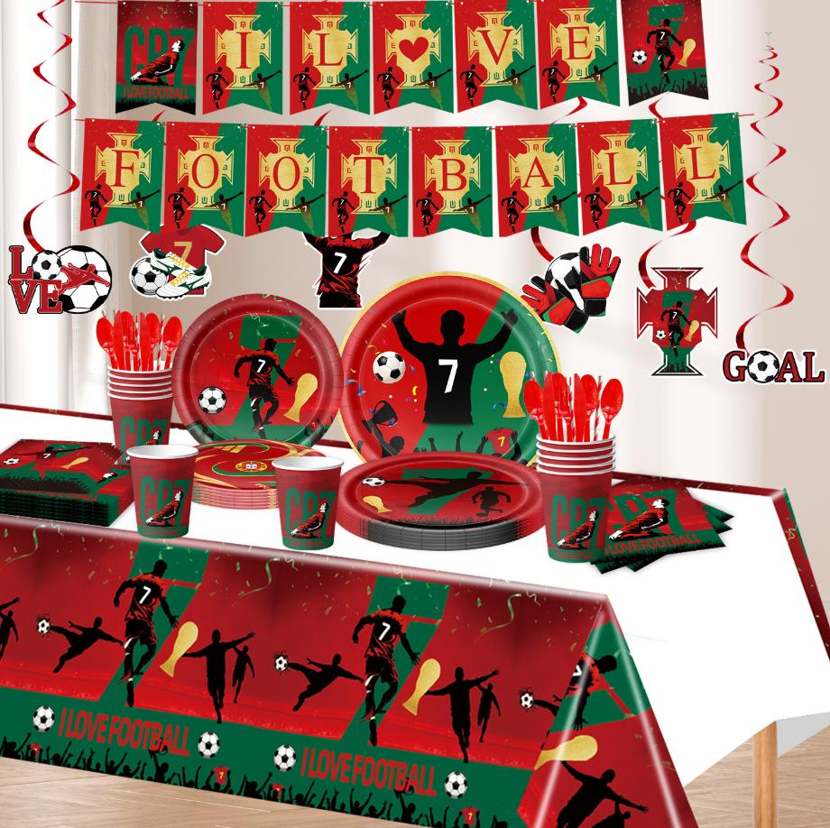 Spanish Football Player Theme Party Decoratiaons Soccer Star Balloon Set Boy Birthday Party Supplies Cr&7 Backdrop Banner Props