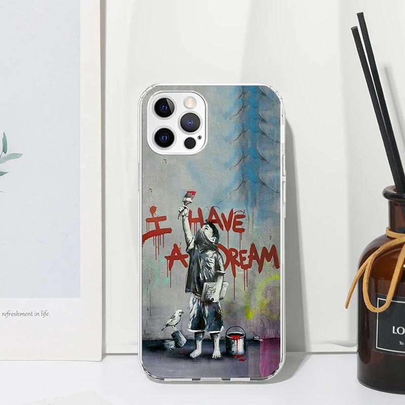 

Street Art Banksy Graffiti Phone Case For Iphone 17 Air 16 15 Plus 16E 14 Pro Max 13 Mini 12 11 7 8 SE Fundas Soft Back Cover 17 iPhone 16 Pro