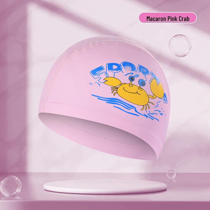 Kids' Cartoon Swim Cap with Waterproof Ear Protection & High Elasticity - Comfortable PU Cap for Boys & Girls, Customizable Logo Available.