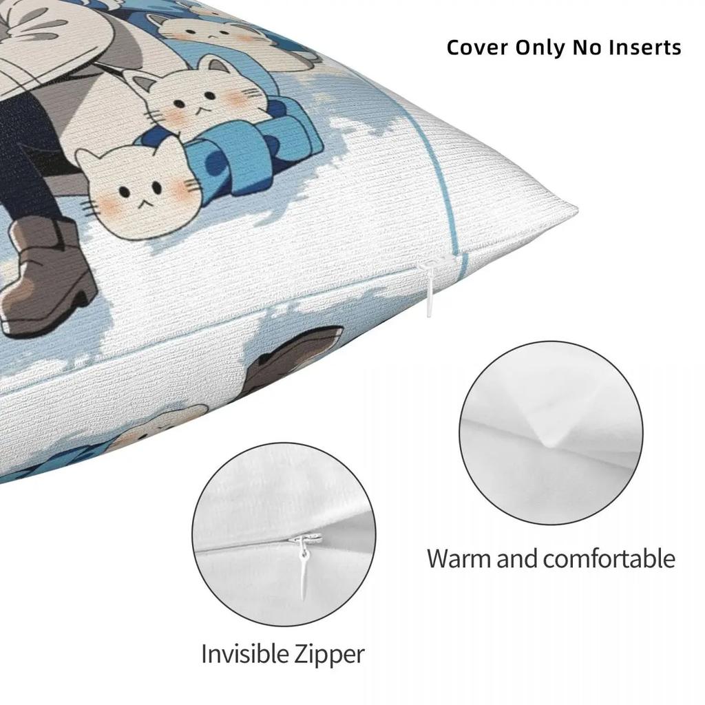Frieren Anime Sousou No Frieren Pillow Cases Cushion Cover Vintage Zippered Decorative Pillowcase for Home 40*40cm