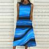 Oversized Female Sleeveless Round Neck Dress Fresh Tiny Floral Printed Loose Mid Length Outfit