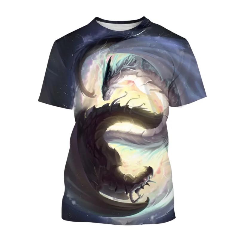 Bagua Taiji Yin Yang Dragon Pattern Men's T Shirt Casual O-neck Loose Short Sleeve Tops Funny 3D Print Tees Fashion Men Clothing
