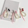 Ins Style Cherry Keychain Y2K Trendy Imitation Pearl Keyring Pendant Sweet Girly Bag Charm Hanging Decoration Car Key Holder