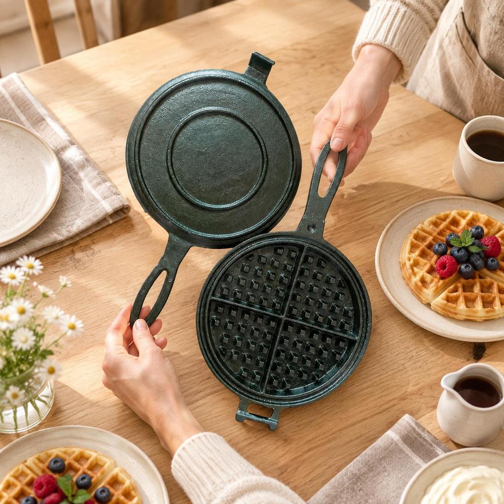 Round Form Pan with Hinged Plates Uncoated CastIron Iron Handle and Clasp Thickened Cookware