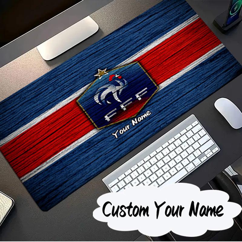 Custom Name Mouse pad France Football Emblem Mouse pad, Gaming Mouse Pad, keyboard pad, Desk Decor for computer notebook Fan Birthday Gift