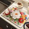 3D Flower Dish Mat Diatomaceous Earth Absorbent Dish Drying Mat Coaster Floral Placemat Insulation Mat for Kitchen Counter Dining Table