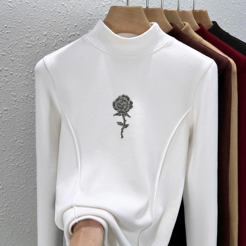 Semi-turtleneck air layer, new German velvet bottoming shirt, women's autumn and winter inner velvet high-end outerwear top