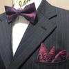 Poldeaux Paisley [Bow Tie & Pocket Square] 2-Piece Set for Men, One-Touch, CasualFormal, Red