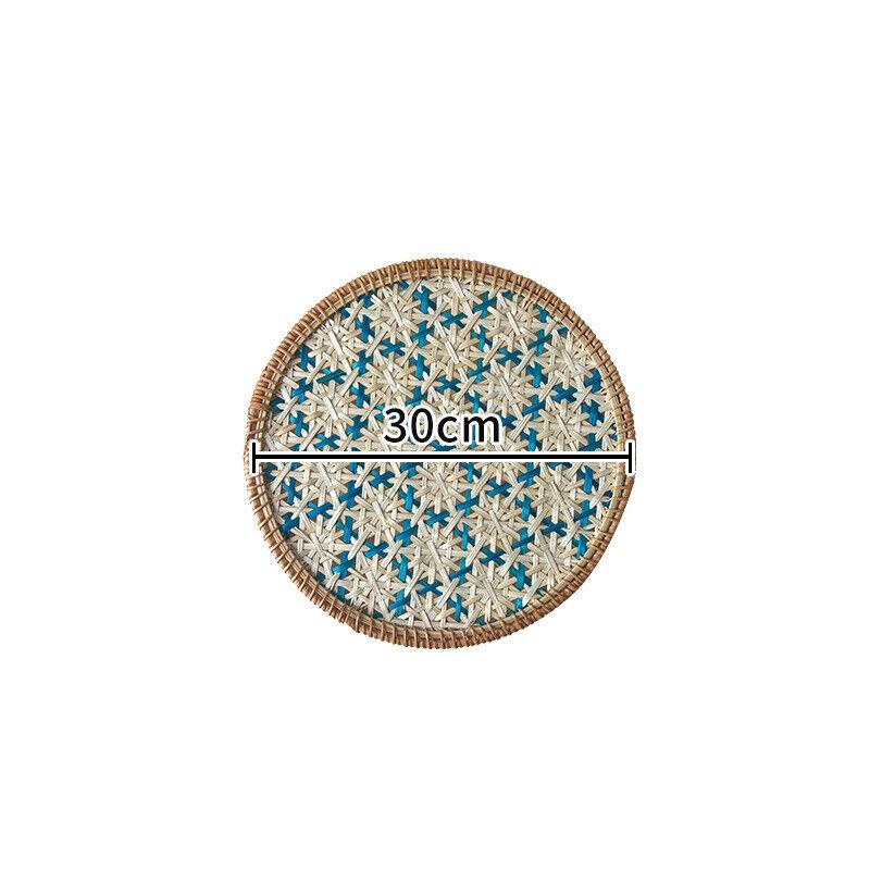 30/36cm Color Handmade Rattan Tray Round Heat-resistant Teapot Pad Hotel Home Decor Ethnic Style Dining Table Heat-insulate Pad
