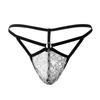 Sissy Lingerie Men'S Floral Lace See Through T-Back Thong Low Waist G-String Cut Out Mini Pouch Panties Crossdressing Underwear
