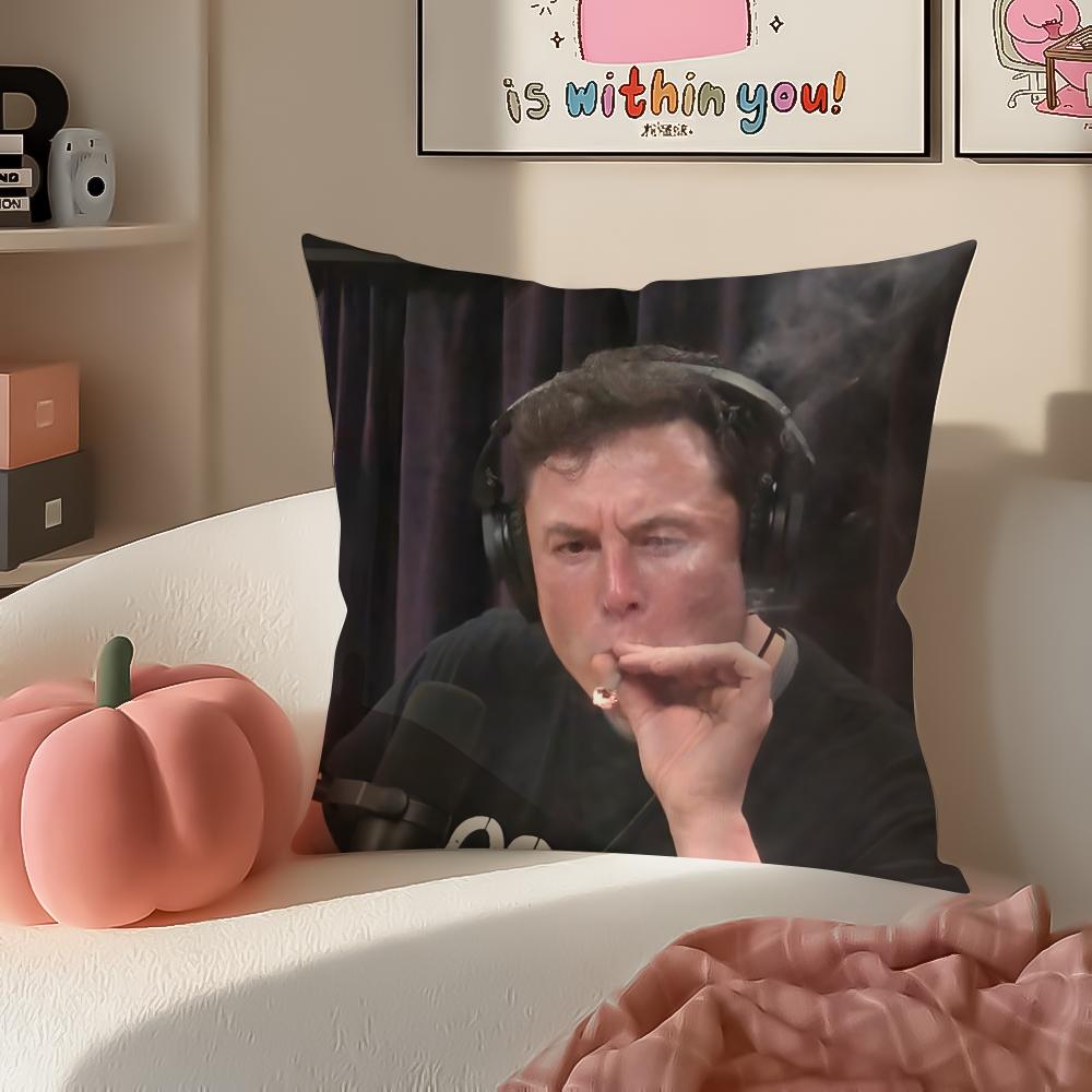 EElon MMusk meme Cushion Cover Pillowcase Short Plush Invisible zipper Room Sofa Cushion Cover