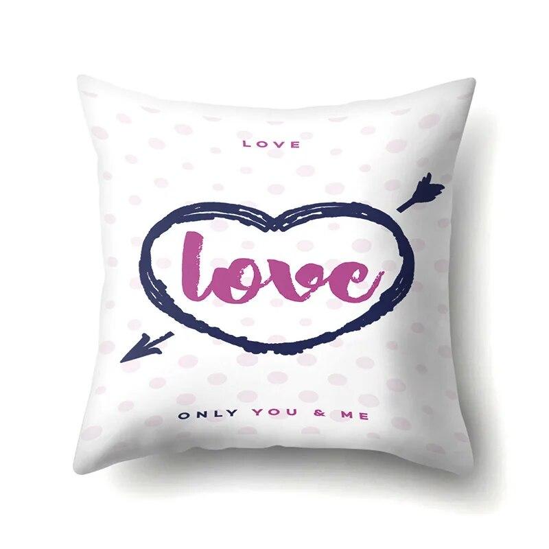 Valentine's Day Letter Love Pattern Printed Pillow Cover Sofa
