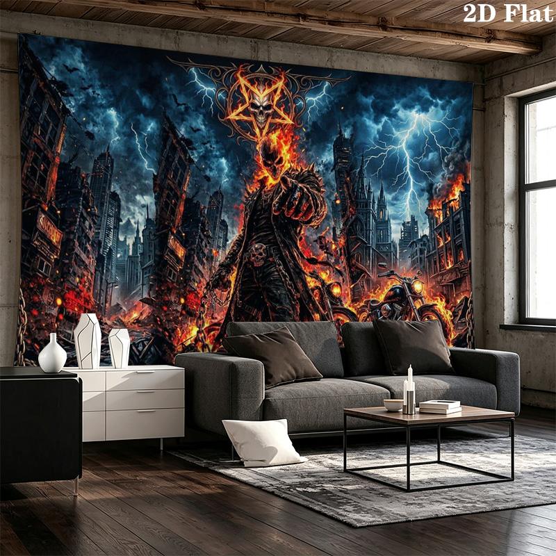 Horseman of Hell Wall Tapestry Aesthetic Wall Hanging Printed Fabric Blanket Decorative Tapestries for Bedroom Living Room Home Decor