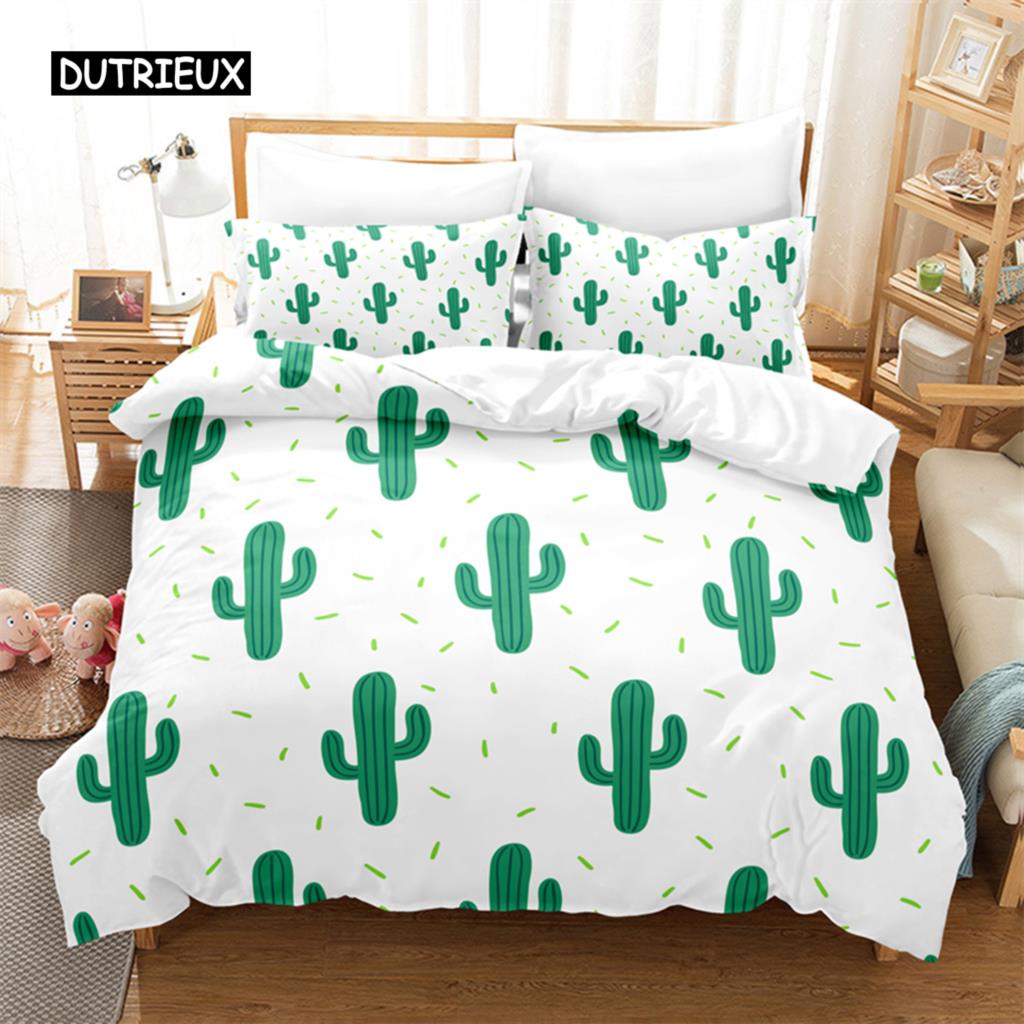 Tropischer Kaktus Bettwäsche Set Bettbezug Set 3D Bettwäsche Digitaldruck Bettwäsche Queen Size Bettwäsche Set Modisches Design