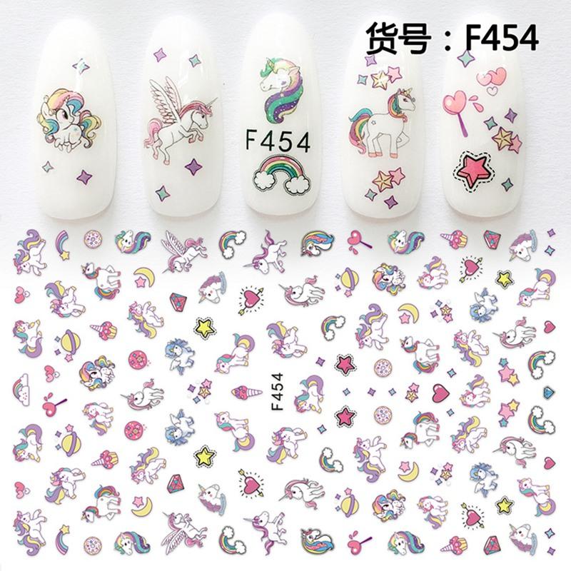 Self Adhesive Flower Unicorn Pattern Nail Art Decorations Stickers And Decals Acrylic Manicure Nails Supplies Tool HQ