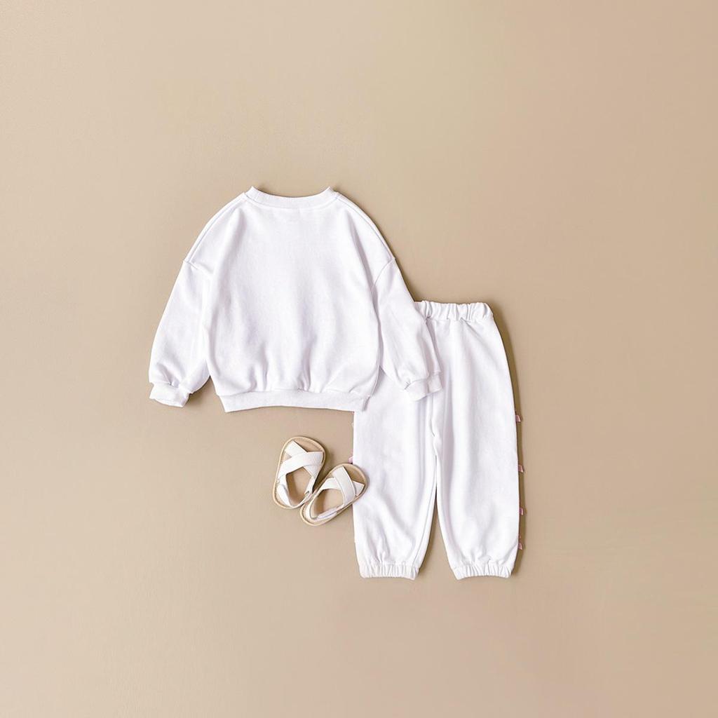 Children's Wear 2026 Spring/Autumn Heart Print Top & Bowknot Pants Girls' Set