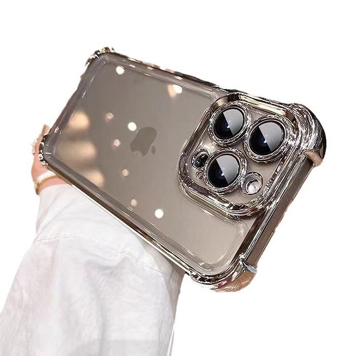 Compatible with iPhone 16/15 Pro Max: Four-Corner Airbag Anti-Drop Case & Transparent Lens Film Protective Cover X.