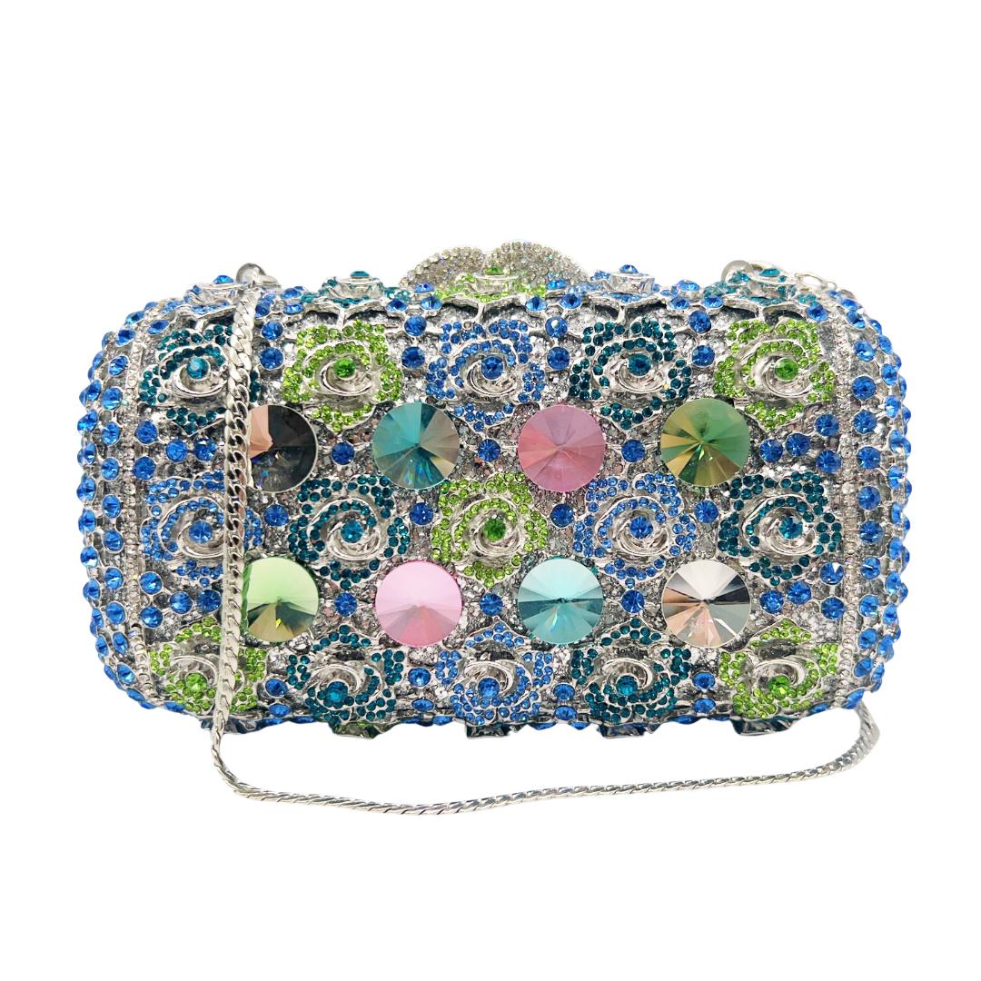 

WHTUOHENG Green Rhinestones Evening Clutches Handbags Women Crystal Dinner Bags Bridal Wedding Stones Party Clutch Purse Bags 18.2cmX11cmX8.5cm