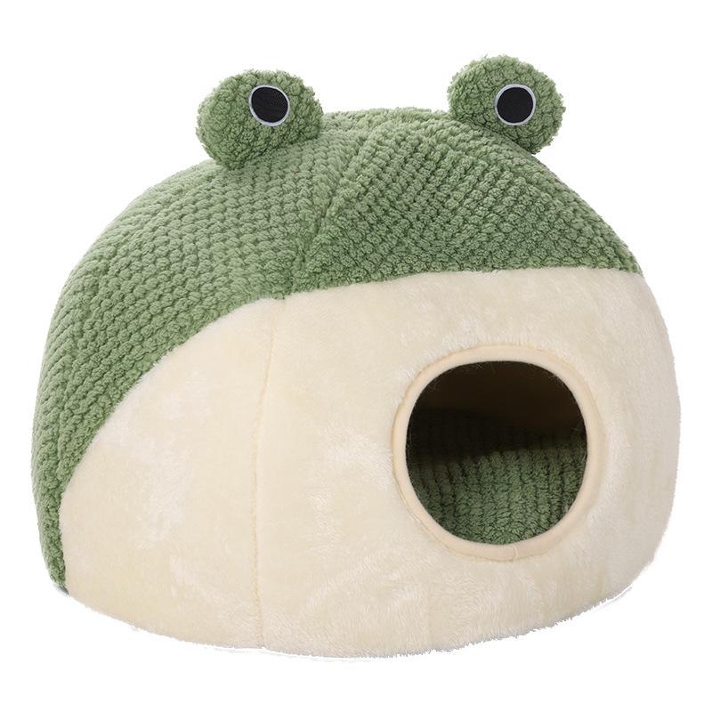 Cartoon Frog Shape Pet Bed: Winter-Warm & Four Seasons Universal for Cats and Dogs