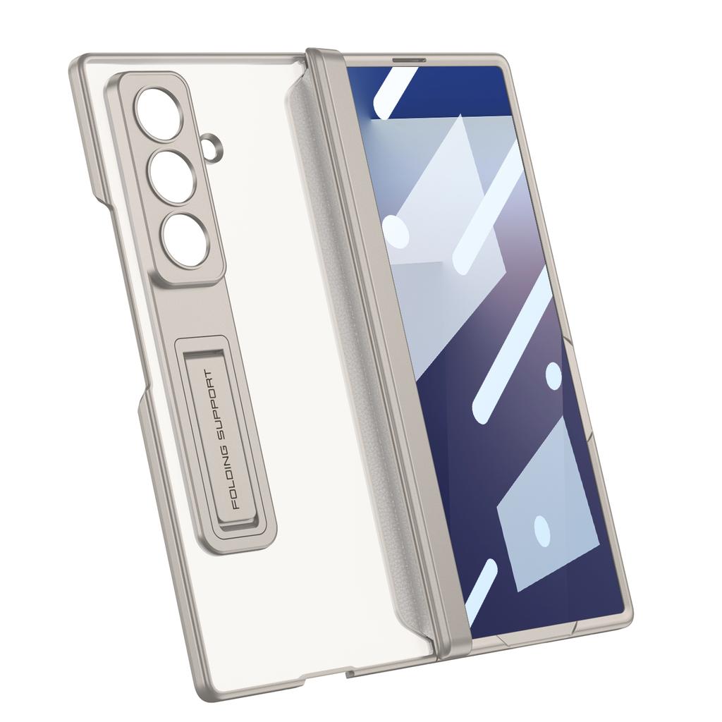 Magnetic Hinge Translucent Frosted Case for Samsung Galaxy Z Fold 7 Outer Screen Glass Holder Hard Cover for Galaxy Z Fold7 Case