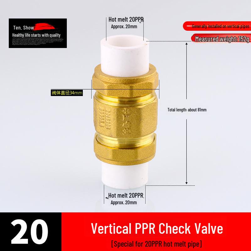 Miedziany zawór zwrotny pionowy i poziomy 4/6 punktów, 1 cal do rur wodnych i grzejników