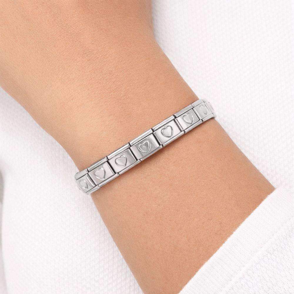 Square Modular Stainless Steel Bracelet 9mm Elastic Hand Chain Italian Chain Link Bracelet Gift