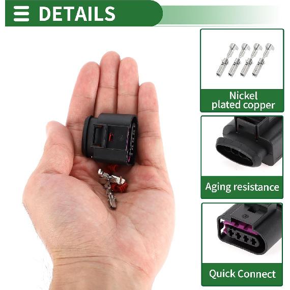 Motoforti Ignition Coil Connector Plug Female Wire Terminal Connector for VW Golf Passat Jetta Plastic Tin-Plated Copper No.4D0971994 Black