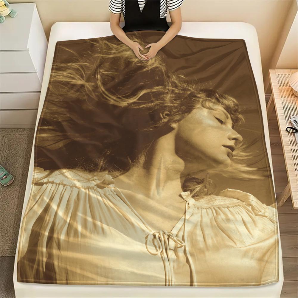 1PC Taylor Print Flannel Blanket, High Quality All Seasons, Home Decor, Warmth and Comfort, Perfect for Christmas Gifts