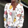 Women's Fashion Printed Long-Sleeved Knit Cardigan Button-Down Jacket