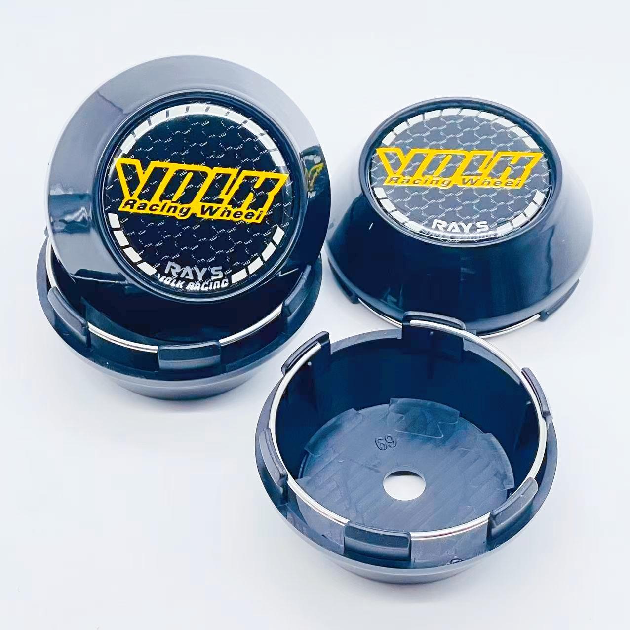 4PCS JDM Sport Rim Cap Clip 60mm 64mm 65mm 68mm 69mm VOLK RAYS Emblem Sticker Wheel Center Hub Caps Car Cover Cap Black & Silver 4pcs VOLK RAYS&60mm High Cap