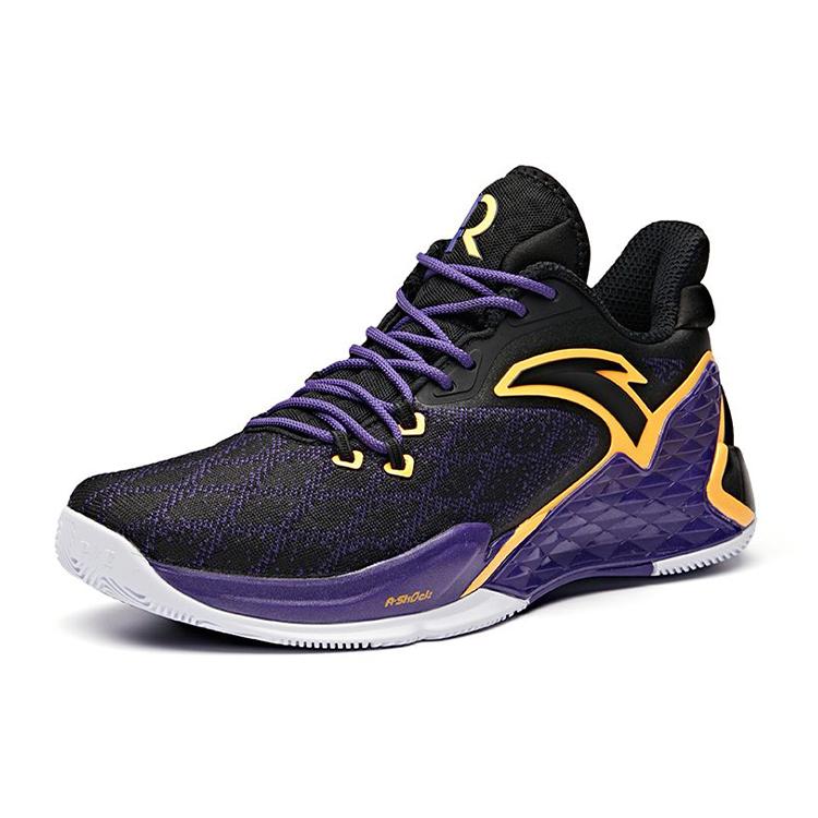 Anta Rajon Rondo Slip Resistant, Abrasion Resistant, Breathable Low top Basketball Shoes Men's Black Purple 11831160R-2