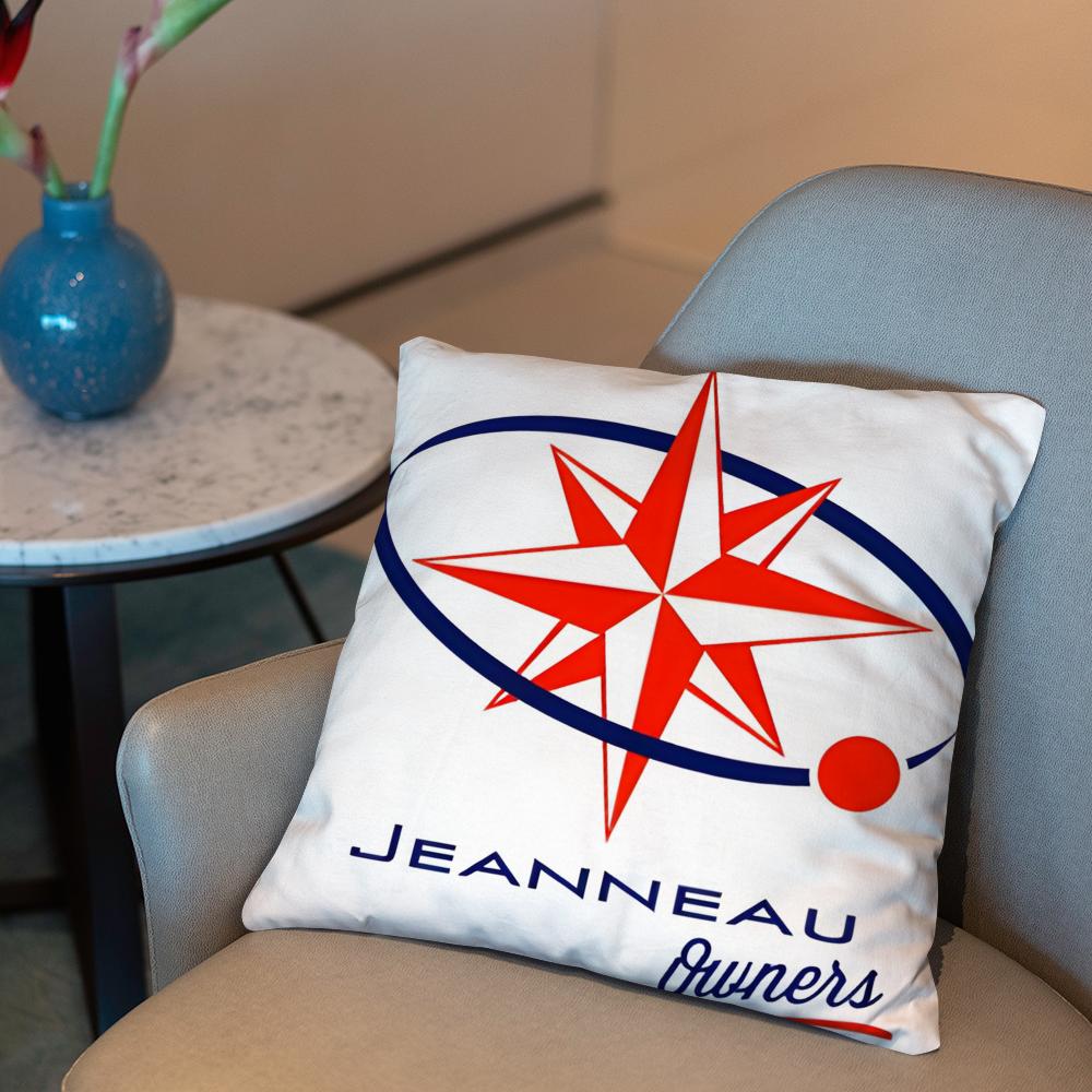 J-JEANNEAU logo Cushion Cover 2-in-1 Reversible Plush Pillow Cover | Car/Sofa/Bed | Perfect Gift