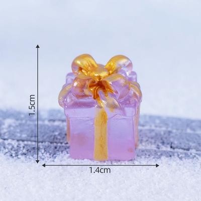6 PIÈCES Micro Paysage Noël Boîte Cadeau Lumineuse Mini Boîte Cadeau Lumineuse en Résine Figurines Mignonnes Bricolage Art Créatif Voiture Petits Ornements
