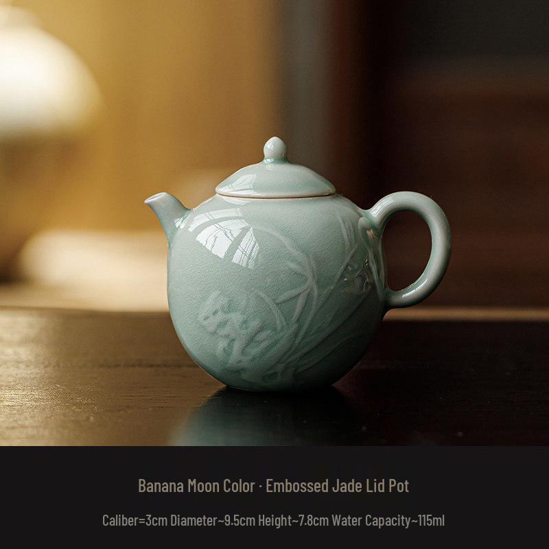 Guānlán Handcrafted Jade Cap Ceramic Teapot: High-Grade Gongfu Tea Brewing Set Standard
