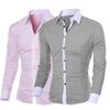 Patchwork Turn-down Collar Men Shirt Top Long Sleeve Buttons Closure Business Shirt Male Clothing