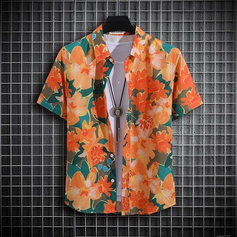 Men's Tropical Short Sleeve Fashion Printed Shirt  Unisex  Casual Tops