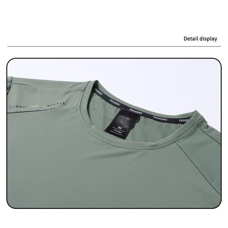 Men's Running Quick Drying T-shirts Breathable Hiking Fishing Tees Soft Outdoor Sports Short Shirt Summer