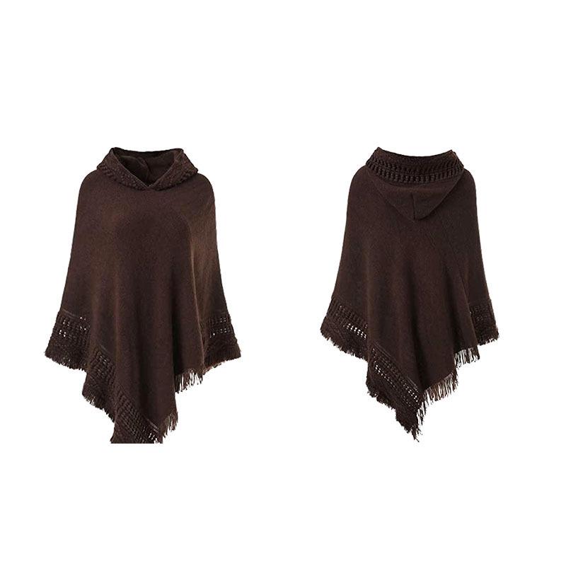 European & American Knitted Hooded Cape: Autumn/Winter Solid Color Pullover Sweater Shawl