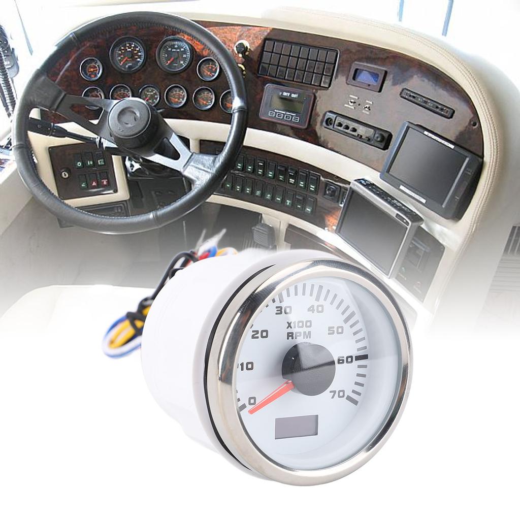 52mm 7000RPM Tachometer with Hourmeter 7 Color Backlight   9-32V RPM Gauge for Truck Tractor Car RV Boat