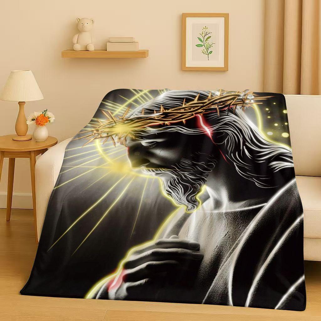 Classic Jesus Virgin Mary Art Flannel Blanket,Ultra Soft Warm Plush Throw for Home Bedroom Bed Sofa Cover Office Travel Gift Kid