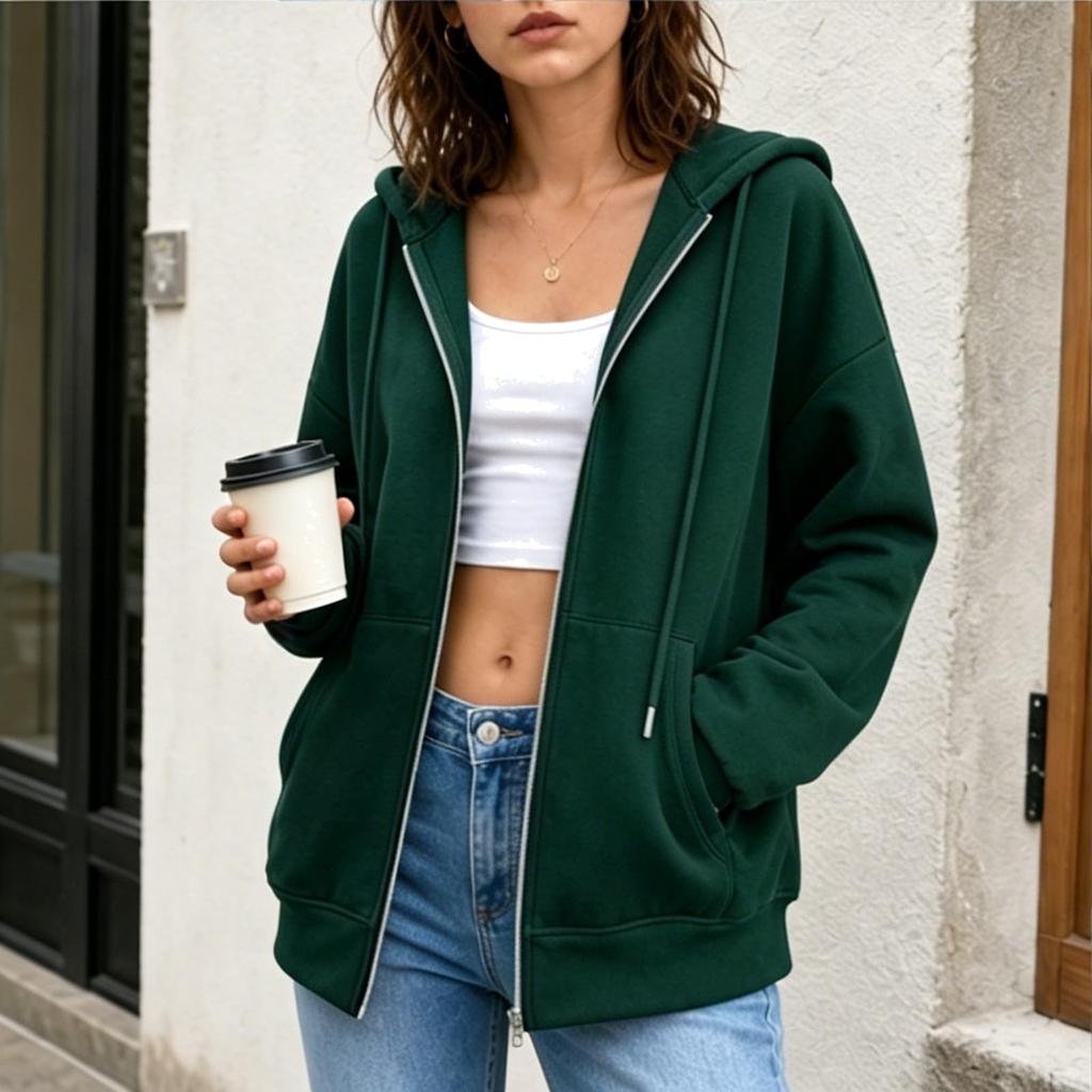 Women's Long Sleeve Color Hooded Sweatshirt Pullover for Everyday Wear