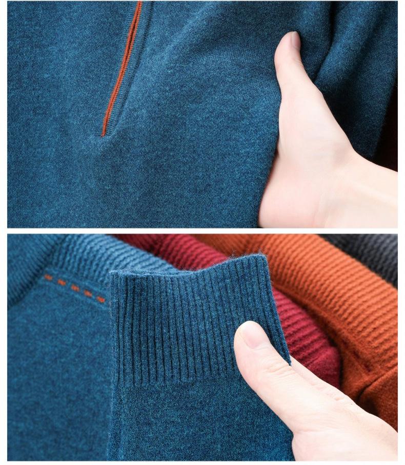 Men's Thickened Heavyweight Half-Zip Knit Sweater - Striped Jacquard, New Autumn/Winter Arrival