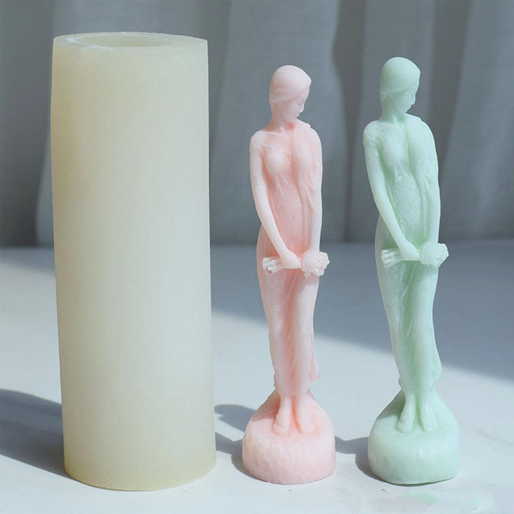 Silicone Resin Candle Mold A Slender Girl Flower Cake Chocolate Fondant Mold Aromatherapys Plaster Epoxy Mold Home Decor