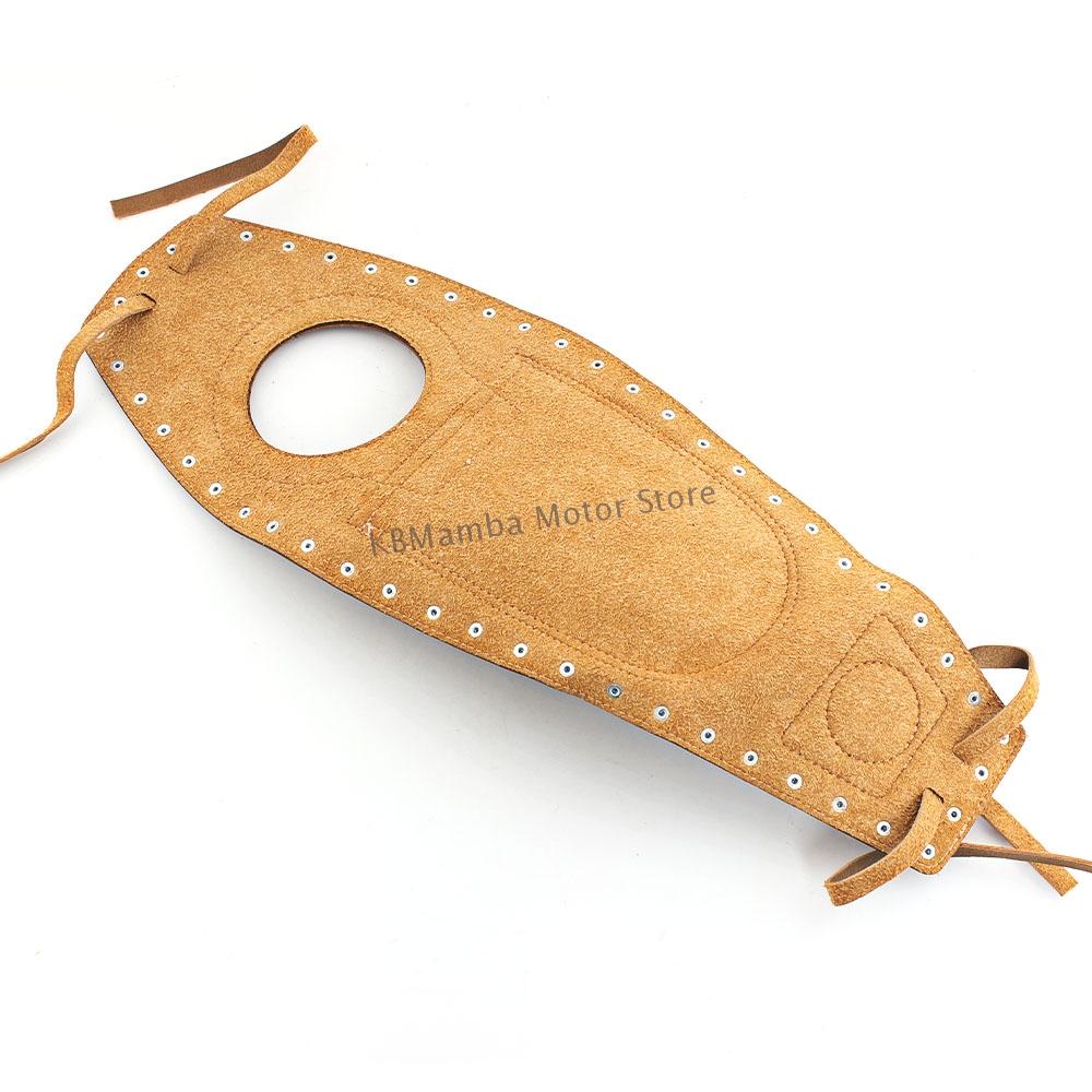 Motorcycle Oil Fuel Tank Bag Gas Tank Pad Cover Brown Leather W/ Rivet For Harley Davidson Sportster 883 1200 Forty Eight